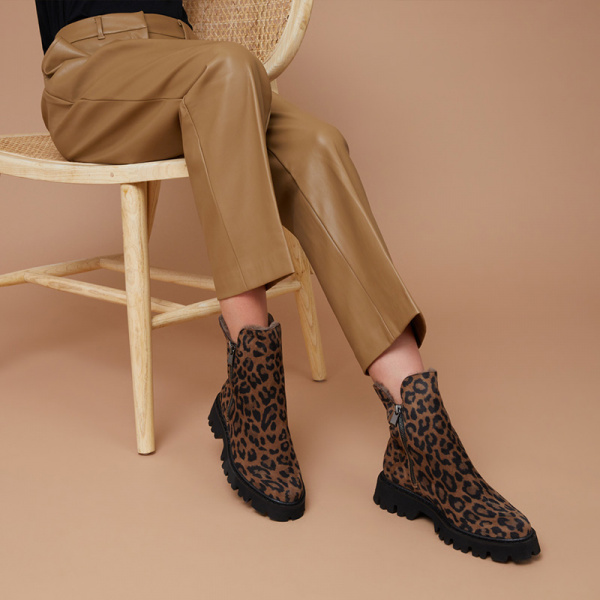 Ботинки из нубука в леопардовом стиле Brunate